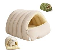 Lit pour Chat Monstre Confortable, Maison pour Chat recouverte de Peluche Chaude avec Coussin Amovible Lavable, Fond antidérapant et Pliable, pour Animaux de Petite e White 31x26x15cm/12.2x10.2x5.9in