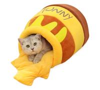 Lit pour Chat - Nid de Grotte Semi-fermé au Design Pot de Miel, Jolie Grotte pour Animaux de Compagnie avec Rembourrage Doux, lit Douillet et Chaud | Retraite sécurisée pour Chatons et Petits Chiens,