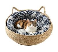 Lit pour chat - Nid naturel lavable et respirant - Lit pour animal domestique avec coussin lavable - Pour l'intérieur, la maison, le salon, la chambre à coucher, la table, le canapé, le côté du lit