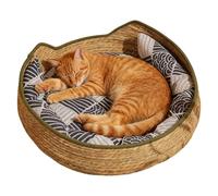 Lit pour chat - Panier tissé pour chat, tapis confortable et lavable pour animal de compagnie, construction en fibre naturelle respirante, endroit de repos pour chaton tricoté à la main, chaise de che