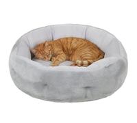 PawHut Lit pour Chat, Panier pour Chats d'intérieur et Petits Chiens, lit réversible Rond avec Rebord de Soutien, 62x62x21cm, Gris Clair