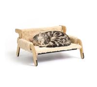 Relaxdays Lit surélevé pour chat en peluche – fauteuil hamac sur pied, beige/nature