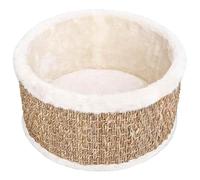 Lit pour chat, rond, en jonc de mer et peluche, panier pour chat, 36 cm, avec panneau de particules, panier confortable pour chat, respectueux de l'environnement et respirant