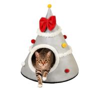 Lit pour Chat Sapin De Noël - Velours 45x37cm | Tente Auto-Chauffante Et Nid De Noël pour Chat | Grotte Douillette pour Chats Petits, Moyens Et Grands dans Salon, Chambre, Balcon