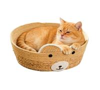 Lit pour chat tissé à la main - Convient toute l'année, coussin en coton doux, entrée ouverte, idéal pour dormir et gratter, mobilier élégant pour chat pour l'intérieur, salon, chambre à coucher, anim