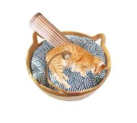 Lit pour Chat tissé à la Main - Nid de Chat rafraîchissant avec Queue de Jouet pour Le Repos d'été | Lavage en Coton Naturel en Forme de | Coussin Doux sans Odeur, Parfait Confortable