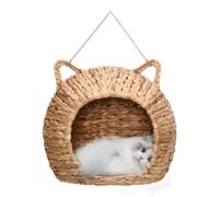 Lit pour chat tissé en forme de dôme | Nid pour chat naturel tissé à la main, nid pour chat suspendu pour le confort du félin, à la fois en intérieur et en extérieur, maison en rotin pour chat, maison