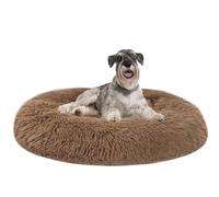 Lit pour Chat, Tissu Peluche Doux, Panier Chien Lavable de Petite Moyenne et Grande Taille, Ø50/60/70/80/90/100/120 cm, Canapé Rond pour Animal, Antidérapant (L 70 x l 70 x H 20 cm,Kaki)