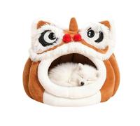 Lit pour chat - Tunnel en forme de lion pour se détendre à l'intérieur, nid pour chat en peluche avec utilisation en extérieur, abri chaud pour le repos hivernal, les coins de la chambre, la