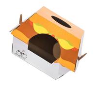 Lit pour Chaton Hamburger en Carton Ondulé, Griffoir Double Porte Noël | Plateau Rainures, Ouvertures D’entrée et Sortie, Résistant à L’usure, Repos Intérieur, Salon ou Balcon