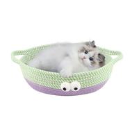 Lit pour chaton, lit pour chat pour intérieur, panier tressé en corde de coton rond nid pour animaux de compagnie, panier pour chat qui dort tressé lit pour animaux de compagnie