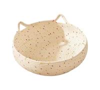 Lit pour chaton tissé - Panier rond en corde de coton, coussin respirant et doux pour chat | Tapis de repos confortable pour intérieur | Chaise longue antidérapante avec bordure surélevée pour chatons