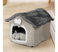Lit pour chats Cave à chats en peluche Chaud pour l'hiver Maison moelleuse pour chats 34x42x38cm