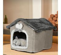Lit pour chats Cave à chats en peluche Chaud pour l'hiver Maison moelleuse pour chats 36x46x40cm