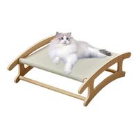 Lit pour Chats Suspendu | Siège Surélevé en Bois Doux Et Respirant | 50 x 41 x 16 cm Lavable avec Hamac,Animaux Domestiques Chien Chiot Maison Salon Coin Intérieur
