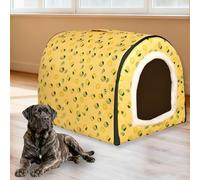 Lit pour chien 2-en-1 extra large caverne pour animaux, niche pour chien d'extérieur imperméable calmante chaude avec coussin pour chat amovible, lit luxueux pour animaux anti-anxiété igloo