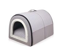 Lit pour chien 2 en 1 grand igloo avec coussin amovible, imperméable, antidérapant, pliable, anti-anxiété, lit doux et chaud pour chien, chiot, chat, lapin