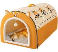 Lit pour chien 2 en 1 - Grande niche pliable et apaisante - Pour chiens et chats - Antidérapant - Chaud - Tapis Igloo amovible et lavable
