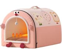 Lit pour chien 2 en 1 - Grande niche pliable et apaisante - Pour chiens et chats - Antidérapant - Chaud - Tapis Igloo amovible et lavable