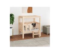 Lit pour Chien 65,5x43x70 cm Bois de Pin Solide Couchage Chiot Animaux