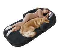 Lit pour chien adulte - 180,3 x 109,2 x 25,4 cm - Pliable - Lavable - Pour les humains - Taille adaptée à vous et aux animaux de compagnie - Gris