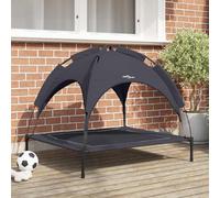 Vidaxl Lit Pour Chien Surélevé Avec Toit Amovible Argent Gris Acier