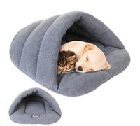 Lit pour Chien avec Capuche, Sac de Couchage pour Chat, lit d'hiver Thermique pour Chien avec Capuche, Demi-Couvert Doux pour Chien, lit pour Chiot, Maison de Couchage Pliable pour Chat, Chien, L
