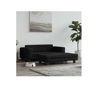 Lit pour Chien avec Extension, Canapé pour Animaux de Compagnie avec Cadre en Bois, Panier pour Chiots Maison Intérieur, Noir 100X50X30 cm Velours