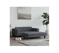 vidaXL Lit pour Chien avec Extension, Canapé pour Animaux de Compagnie avec Cadre en Bois, Panier pour Chiots Maison Intérieur, Gris Foncé 100X50X30 cm Velours Gris G
