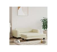 vidaXL Lit pour chien, canapé extensible, cadre bois, similicuir crème 100x50x30 cm
