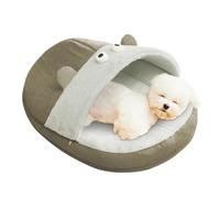 Lit pour chien avec housse - Lit pour chat fermé - Design chaussons - Nid doux lavable avec bord surélevé - Abri chaud pour petites et grandes races, chiots et animaux de compagnie âgés pour toutes
