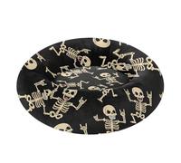 Lit pour chien avec motif squelette dansant sur fond noir pour soulager le stress