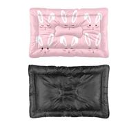 Lit pour chien avec oreilles de lapin rose mignon - Fond antidérapant - Chaud - Lavable - Plusieurs scénarios - Cadeau imprimé - Taille M - 60 x 45 cm