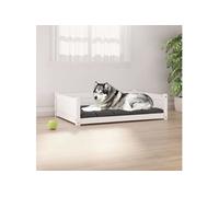 Lit pour chien Blanc 105,5x75,5x28 cm Bois de pin solide 821463
