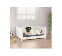 Lit pour chien Blanc 65,5x50,5x28 cm Bois de pin solide 821448