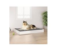 Lit pour Chien Blanc 91,5x64x9 cm Bois de Pin Solide Canapé Couchage