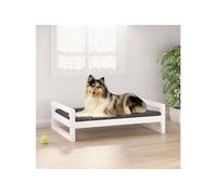 Lit pour chien Blanc 95,5x65,5x28 cm Bois de pin solide 821483