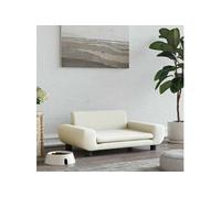 Lit pour Chien, Canapé pour Animaux de Compagnie avec Cadre en Bois, Panier pour Chiots Maison Intérieur, Crème 171994