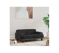 Lit pour Chien, Canapé pour Animaux de Compagnie avec Cadre en Bois, Panier pour Chiots Maison Intérieur, Noir 171886