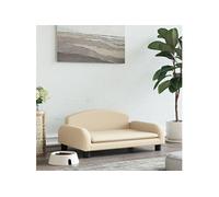 vidaXL Lit pour Chien, Canapé pour Animaux de Compagnie avec Cadre en Bois, Panier pour Chiots Maison Intérieur, Crème 70x45x30 cm Tissu