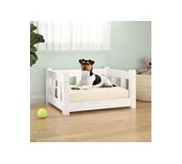 Lit pour Chien, Canapé Rectangulaire pour Animaux, Lit Surélevé pour Chien Salon Intérieur, Blanc 55,5x45,5x28 cm Bois de Pin Solide