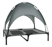 PawHut Lit pour chien chat sur pieds grand confort velum anti-UV tissu oxford micro-perforé + parasol + sac de transport inclus gris noir