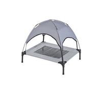 PawHut Lit surélevé pour chien avec parasol – Oxford respirant, anti-UV – 161×46×61 cm Gris/Noir