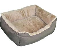 Lit pour chien, coussin en lin, panier pour chien, bords surélevés, dessous antidérapant rectangulaire 120L x 90B x 30D cm brun