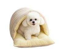 Lit pour chien couvert - Chaise longue en polaire pour chat, sac de couchage chaud pour clapiers à lapins | Tente douillette avec capuche pour chiot, coussin lavable en machine pour la caisse, canapé