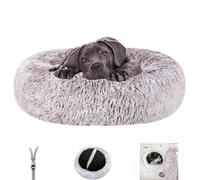 Lit pour Chien Dehoussable Lavable,Panier Chien Rond Douillet,Panier Chat,Canapé pour Chien,Coussin Chien Anti Stress Apaisant,Anti-dérapant,Grand et Moyenne Tapis(Café)