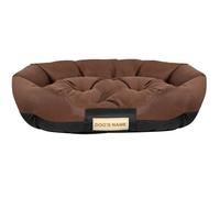 Lit Pour Chien EDANTI 115x95 cm Emplacement Pour Nom Imperméable Ovale Marron
