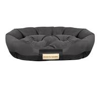 Lit pour chien - EDANTI - 115x95 cm - Imperméable - Ovale - Emplacement pour nom