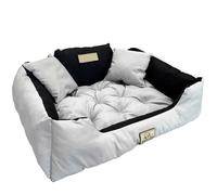 Lit pour chien - EDANTI - 130x105 cm - Emplacement nom - Imperméable - Gris clair