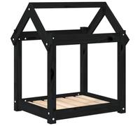 Lit pour Chien en Bois, Panier Canapé pour Chien Chat Animal de Compagnie Noir 61x50x70 cm Bois de pin Solide
